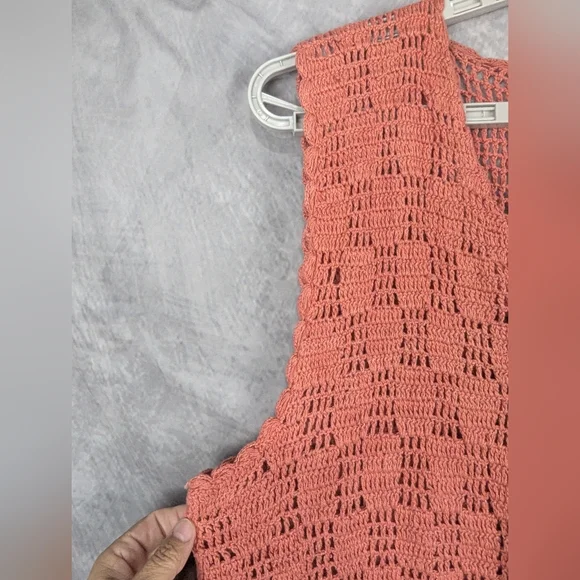 Fruit Phool Size Medium Crocheted Sweater Vest In Country Pink/Mauve Vintage - Picture 8 of 12